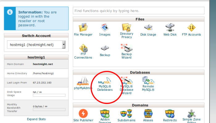 how to change database user password in cpanel