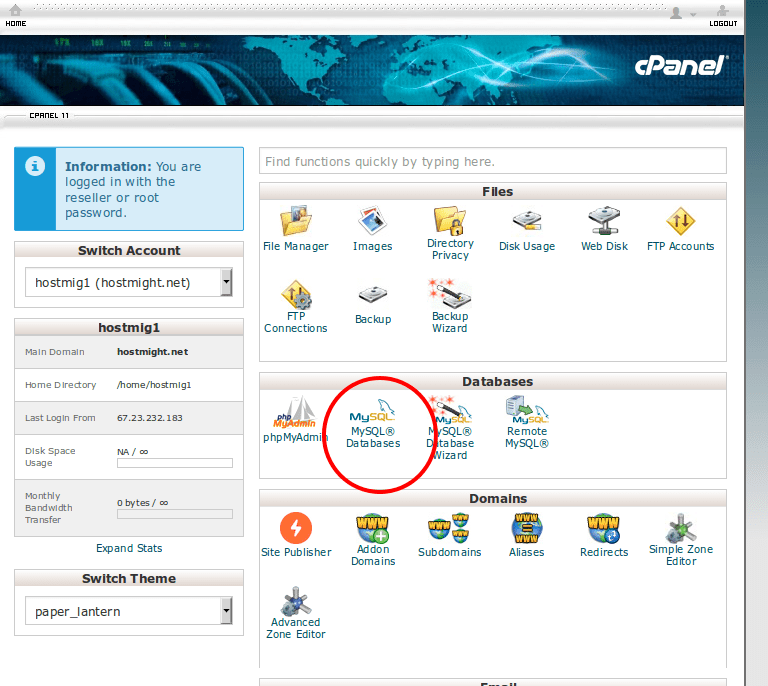 how to change database user password in cpanel